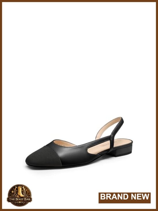 Shoes - Slingback Ballet Flats Square Toe Low Heel Dressy Work Office Shoes